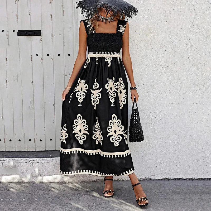 Vestido Mykonos Beach com Estampas Barrocas e Caimento Impecável