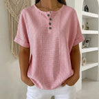 (Pague 1 Leve 2) Blusa Euddora Com Listras Delicadas e Botões Frontais