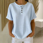 (Pague 1 Leve 2) Blusa Euddora Com Listras Delicadas e Botões Frontais